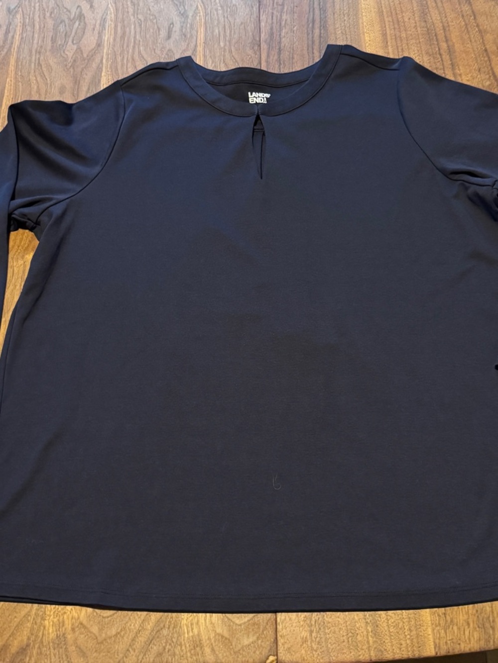 Lands’ End Split Neck Navy Blue Jersey Knit Tunic Top 1X (16 - 18) NWOT Plus - Picture 4 of 10